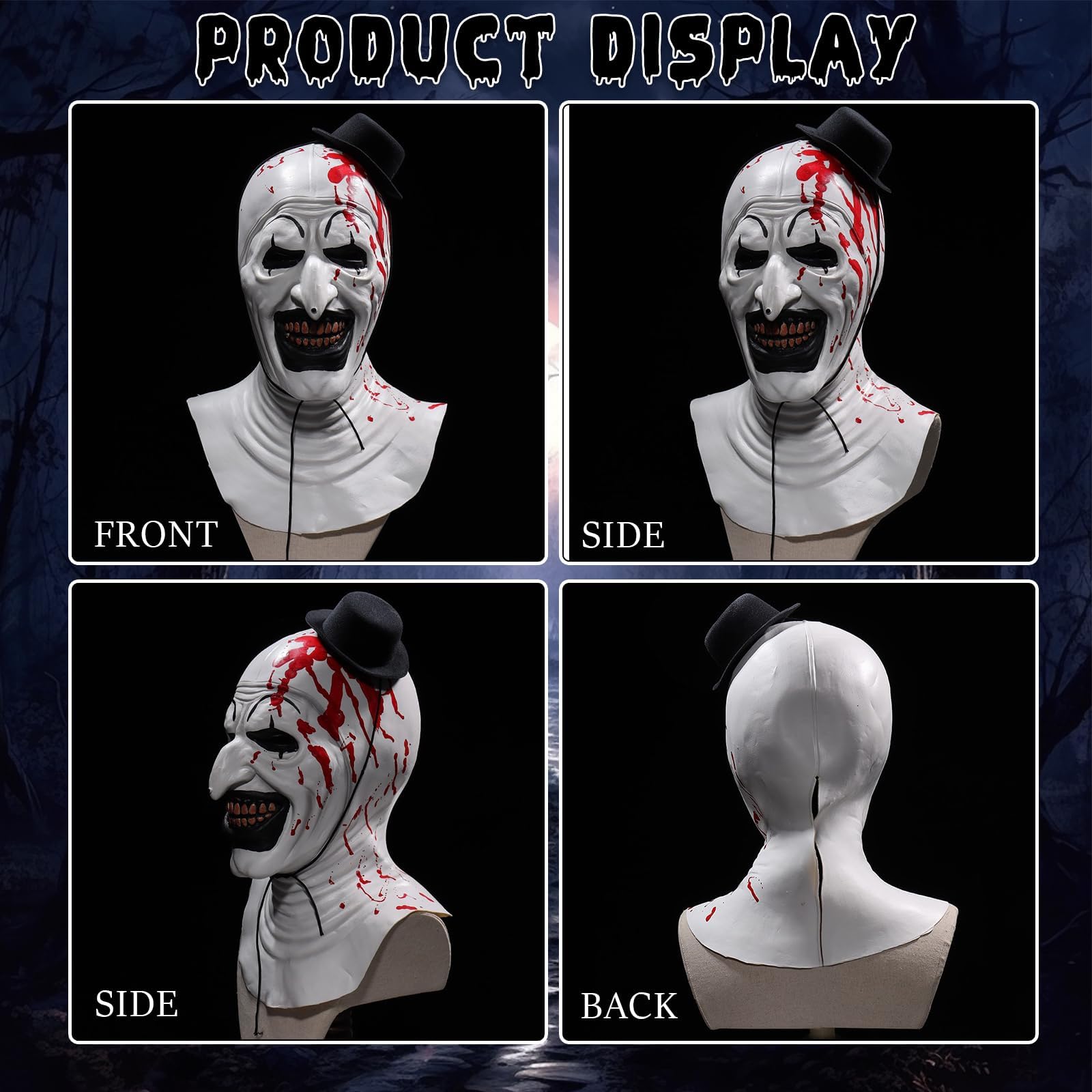 WEQNGIU Horror Art The Clown Mask - Terrifiers Halloween Cosplay Scary Killer Role Play Latex Headgear Halloween Cosplay Prop - Image 4