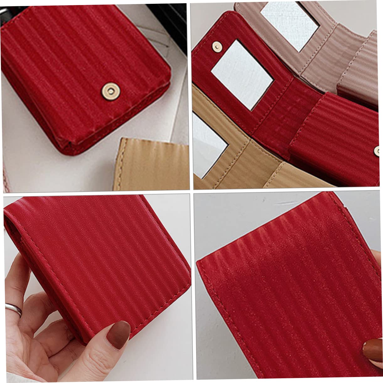 FRCOLOR 3 Pz mini borsa per rossetto makeup bag make up bag borsa cosmetici kit make up per rossetto femminile portamonete astuccio per del pu rosso