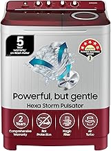 Samsung 7.5 Kg Inverter 5 Star Semi Automatic Top Load Washing Machine (WT75B3200RR/TL, Light Grey & Red Base, Air turbo drying, 5 Year Warranty on Wash Motor)