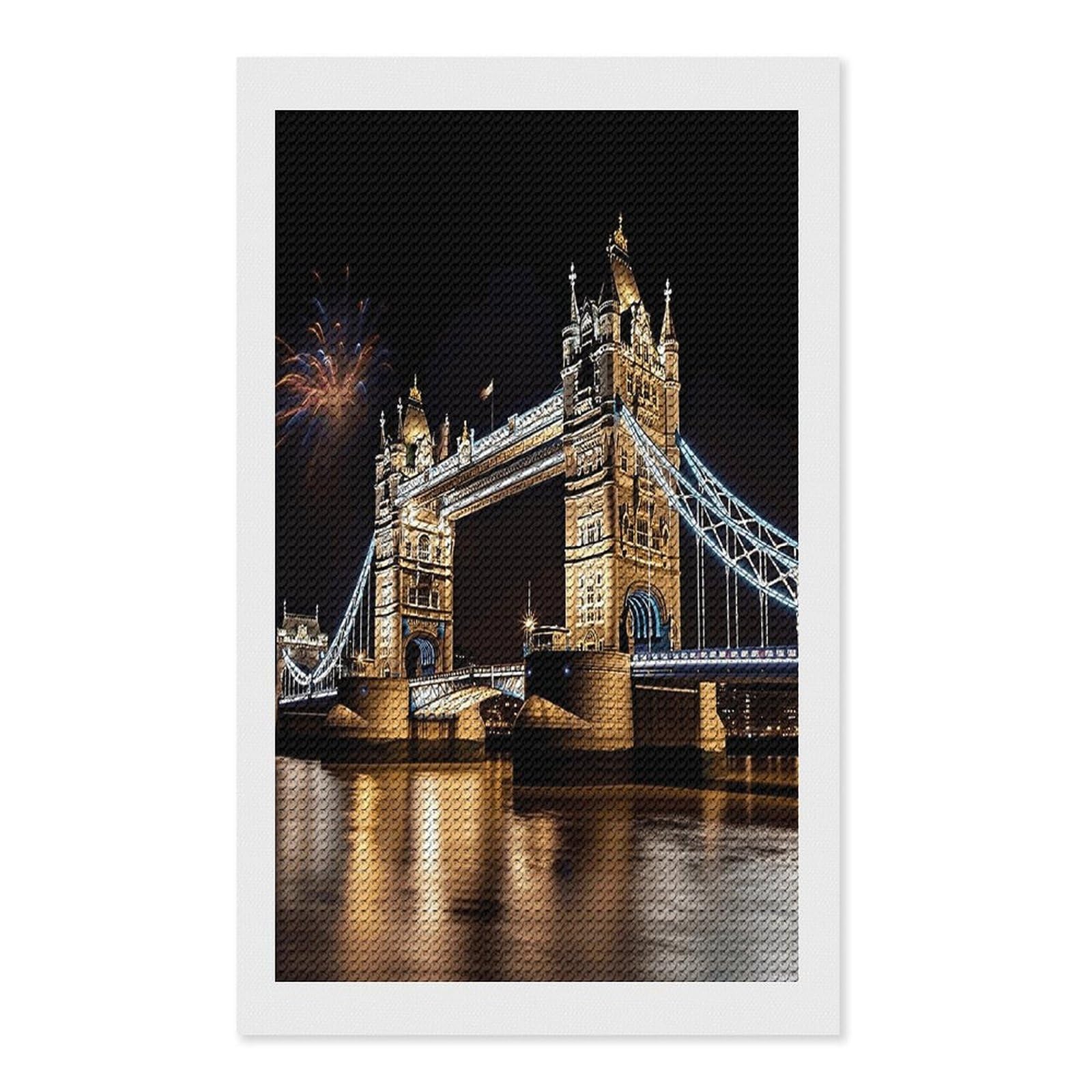 VstaDank Night London Tower Bridge Diamond Painting Kits Exquisite DIY Full Round Drill Diamond Dots Painting for Adults Beginner Diamond Photo Paint with Diamond Picture Art Wall Decor 12"x20"