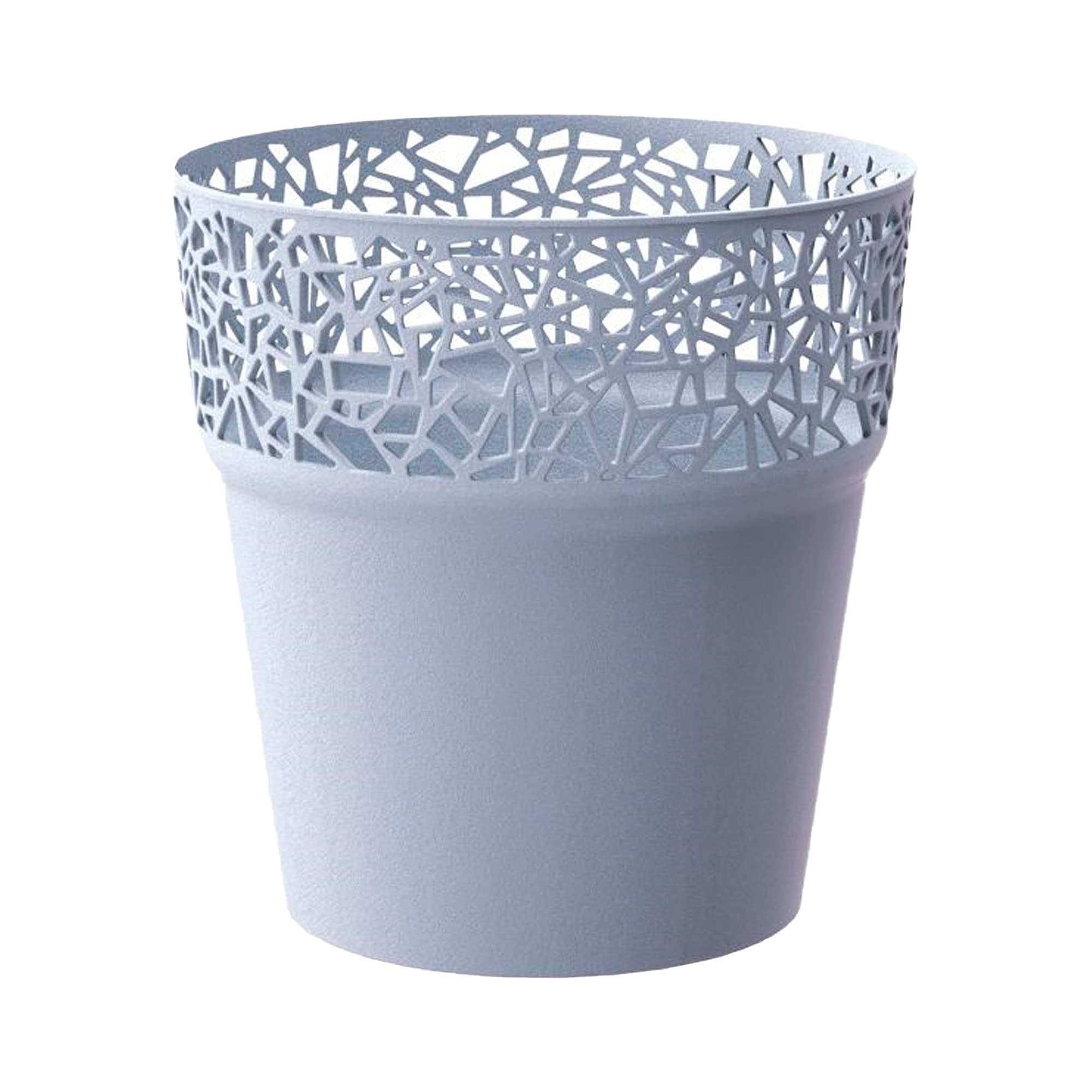WELLHOME 2 x Tree Plastic Plant Pot in Ice Grey 17.5 (L) x 17.5 (W) x 17.9 (H) cm, Grande - Image 3