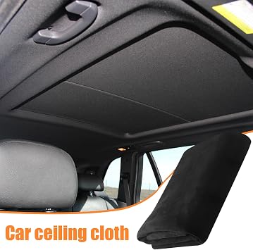 Black Headliner Auto Interior Roof Liner Repair, Truck Roof Upholstery Fabric Kit | Car Interior Trim Replacement, Foam Backed Vehicle Roof Cover for RV, Truck, SUV, and Auto Interior Restoration