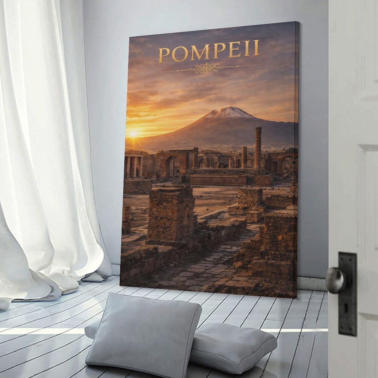 Junmoney Pompeii Ruins at Sunset Home Decor Wall Art, 20x30inch(50x75cm), for Apartments, Flats Or New Home Decor, An Easy Choice for New Home Styling