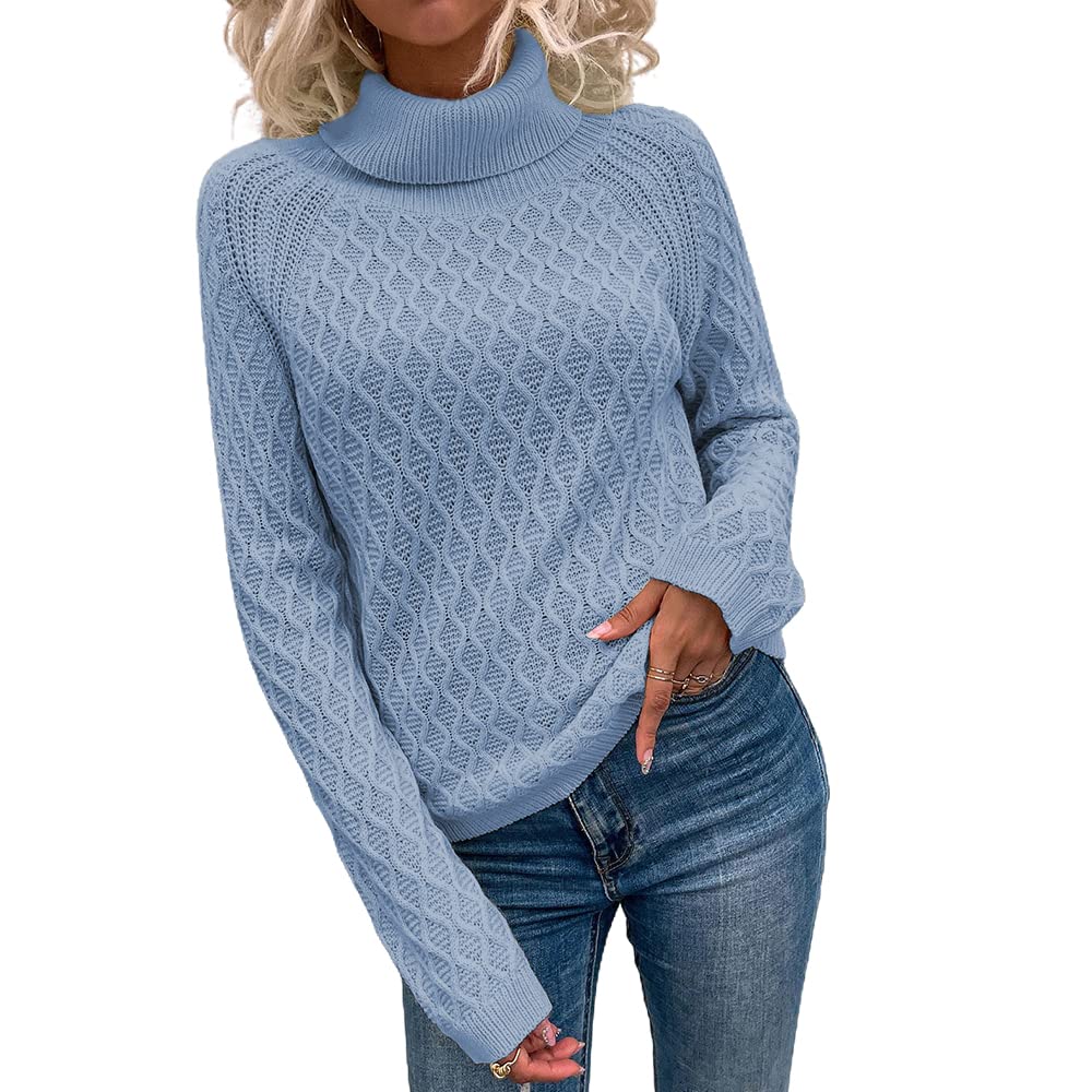 Koinshhawomens High Neck Long Sleeve Sweater Winter Knitted