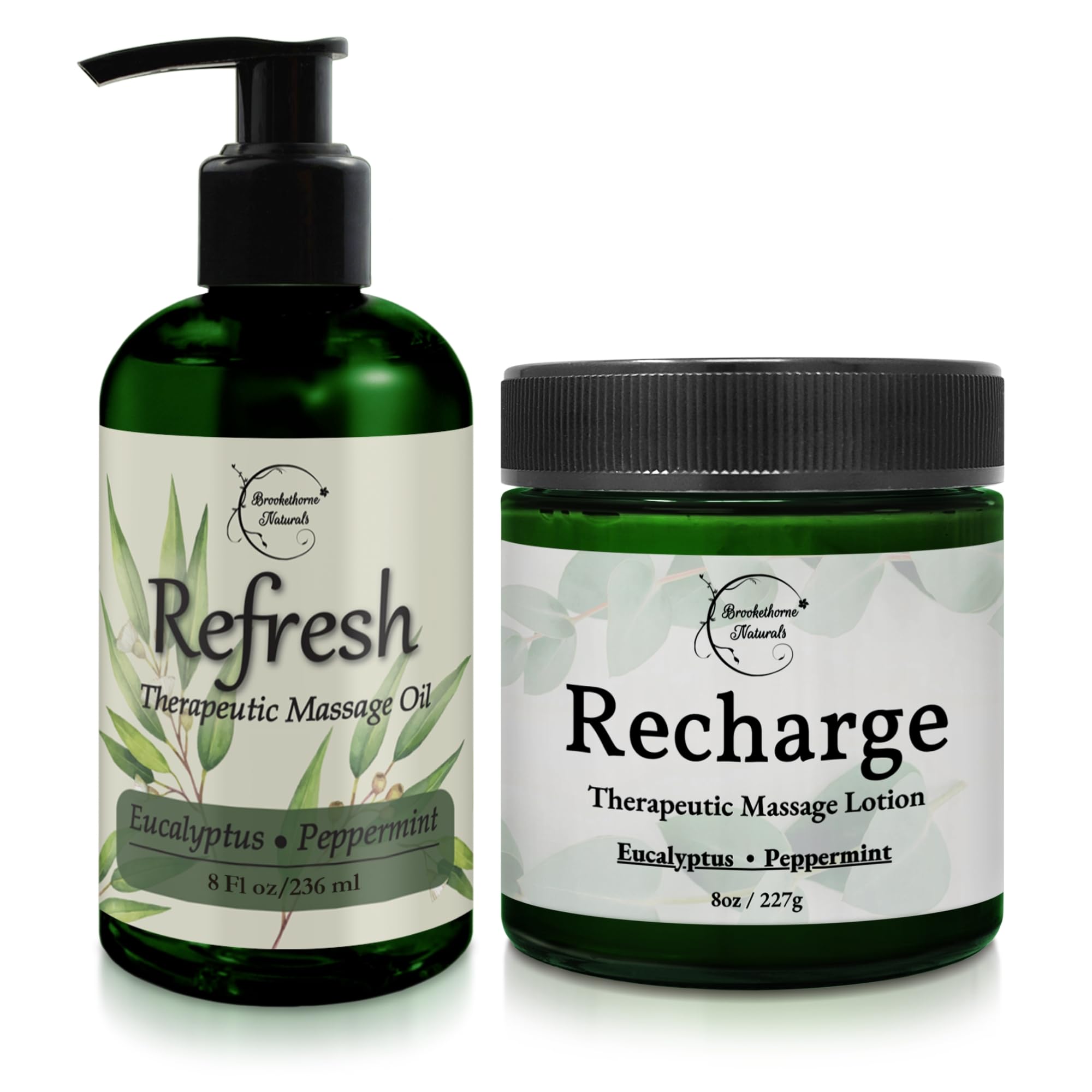 Energizing Aromatherapy Massage Oil & Massage Lotion for Massage Therapy Set | Smooth Glide & Spa-Quality with Eucalyptus & Peppermint