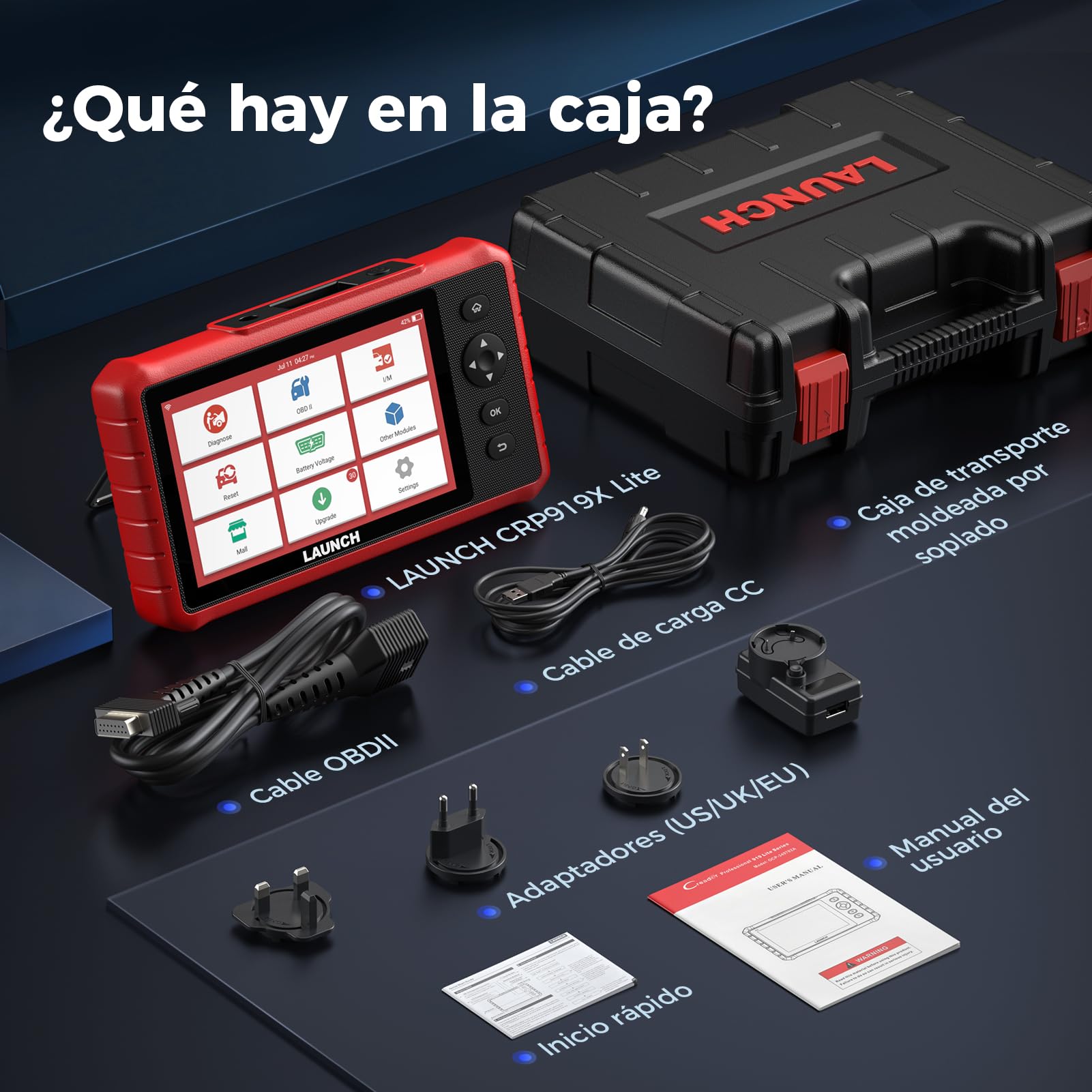 LAUNCH X431 CRP919X Lite Maleta de Diagnóstico Auto, Herramienta de Diagnóstico Bidireccional con Scanner y 32+ Servicios Calientes, Sistema Completo de Diagnóstico OBD2 en Francés, Reinicialización