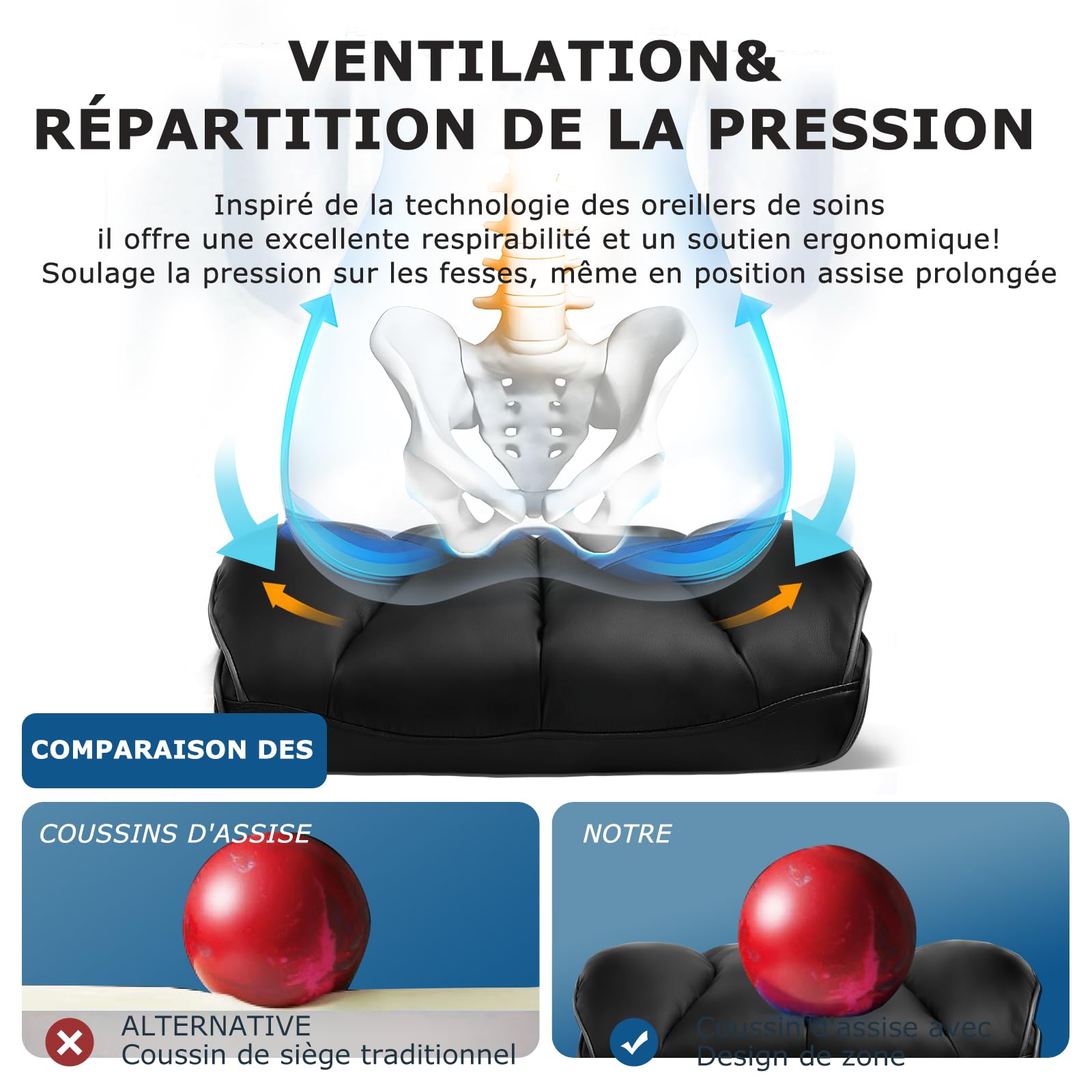 GTPLAYER Chaise de jeu, ergonomique, avec repose-pieds, surface en tissu, coussin d'assise à ressort, rembourré, fauteuil de jeu, charge maximale 150 kg, noir