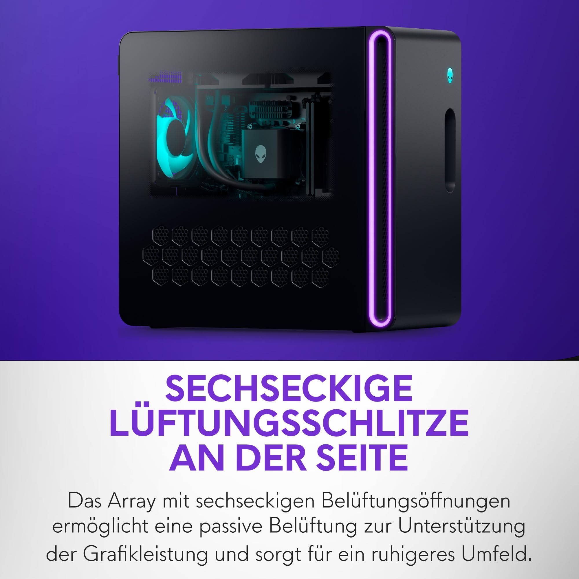 Alienware Aurora Gaming-PC ACT1250 – Intel Core Ultra 7 265KF Series 2, Nvidia GeForce RTX 5070, 32 GB DDR5, 1 TB SSD, Flüssigkühlung, 1000W Netzteil, Windows 11 Home, Seitenscheibe – Schwarz Basalt