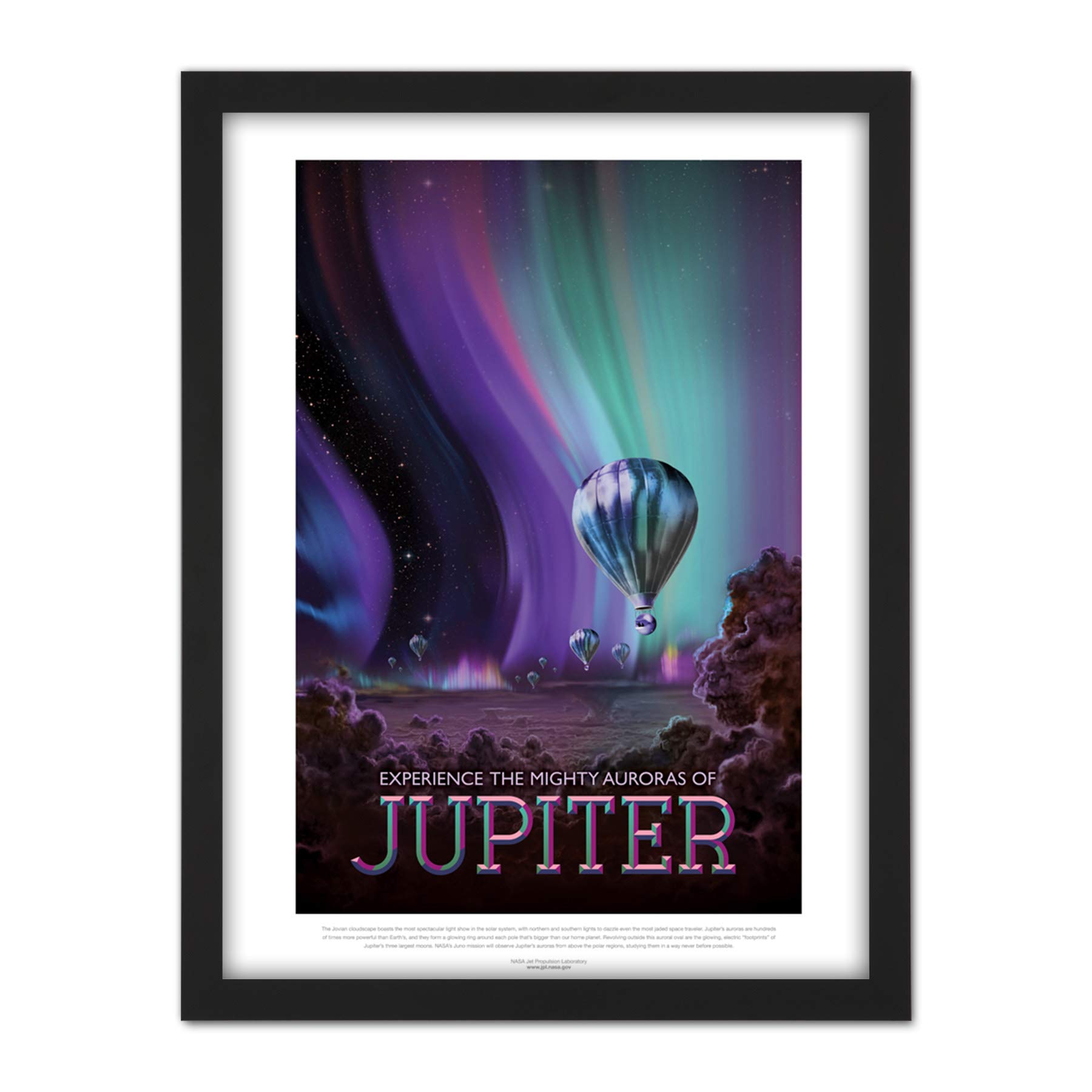 Wee Blue Coo NASA Space Travel Advert Jupiter Artwork Framed Wall Art Print 18X24 Inch