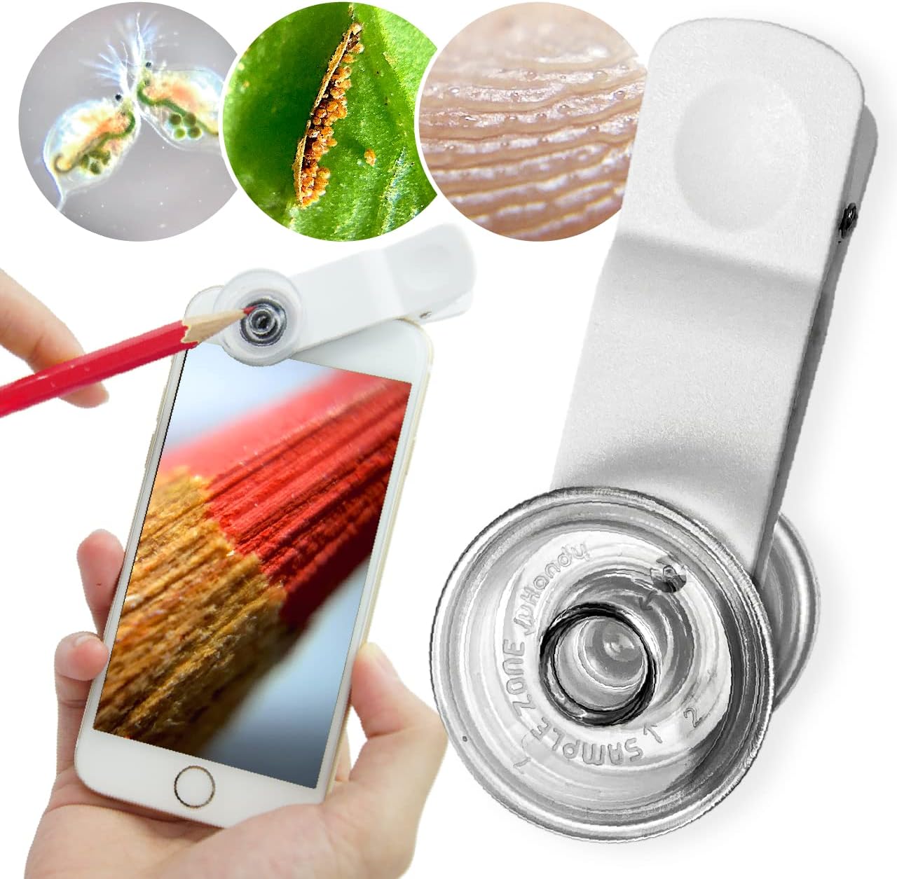 Lite Mobile Microscope - Starter Kit : Pocket Microscope Lens 10x-100x Magnification, Portable, Compatible with iPhone, iPad, Android. Designed for nature-Lover, STEM activities, homeschooling!