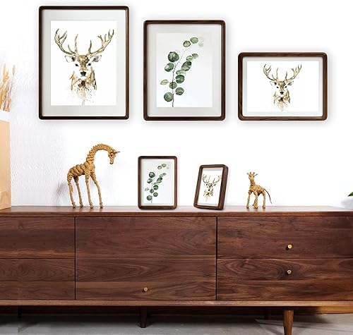 Miniatura 6 de Marco de fotos de madera maciza natural de 11 x 14 pulgadas con paspartú de 8.5 x 11 pulgadas, marcos de fotos de madera de nogal real de 11 x 14