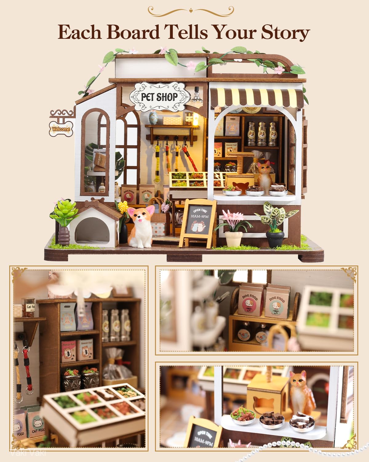 Vaki Vaki Miniatur-Hängender Garten Bausatz – Mit LED-Beleuchtung, Book Nook Fürs Bücherregal – DIY-Geschenk