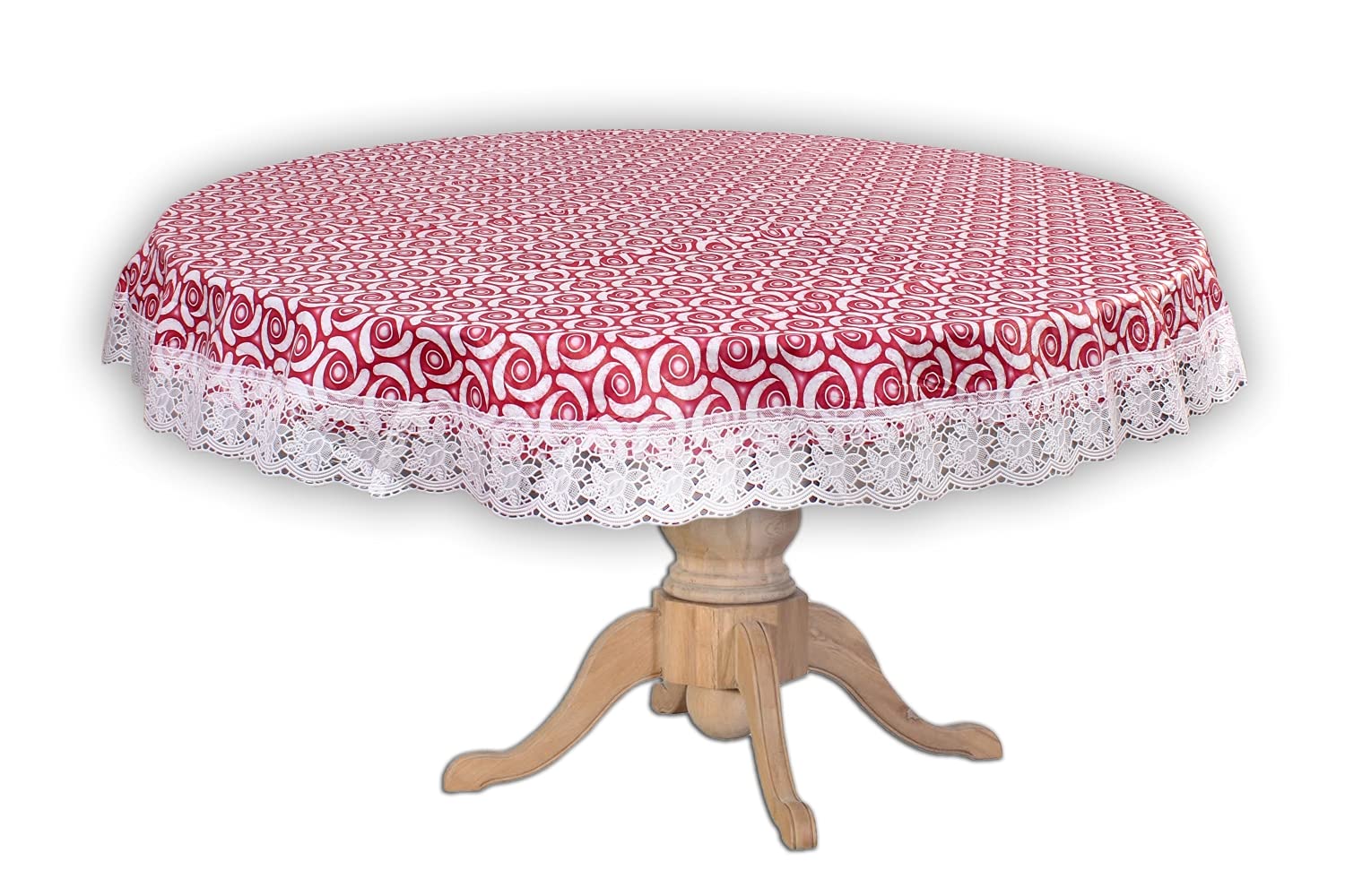 Stylista PVC Waterproof 6 Seater Round Table Cover 72 Inches Diameter, Packed Pattern Pink-picture-12