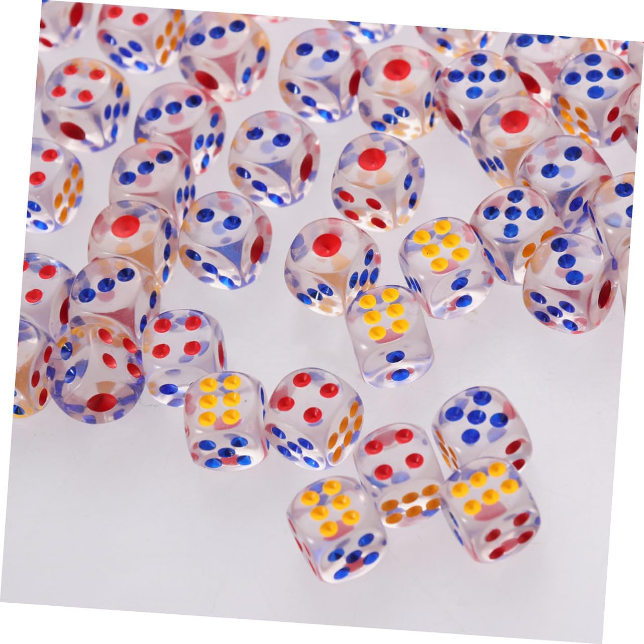 Acrylic Gaming Dice 100 Pcs #15 6 Sided Rounded Corner | Acrylic, Easy Rolling Design, for Gaming and Party Use, Bulk Pack 100 Pieces