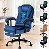 ELFORDSON Massage Office Chair for Home Office, Executive Desk Chair 77 cm High Back 150° Recliner Tilt Function Padded Swivel, Velvet Blue, 2-Point Massage
