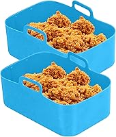 Vista 8 de Olla de silicona para freidora de aire Cesta rectangular reutilizable para freidora de aire, olla para hornear de alta temperatura, sartén