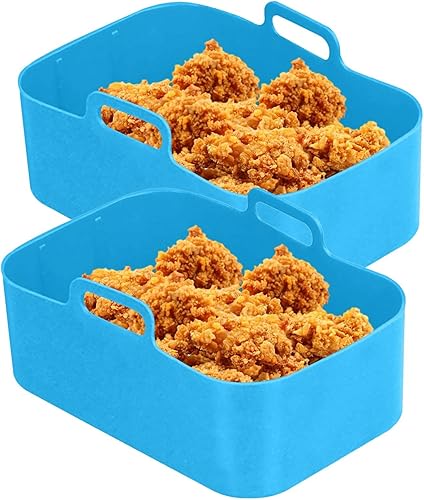 Miniatura 8 de Olla de silicona para freidora de aire Cesta rectangular reutilizable para freidora de aire, olla para hornear de alta temperatura, sartén de