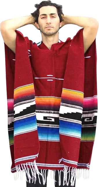 Del Mex Serape Style Mexican Aztec Poncho