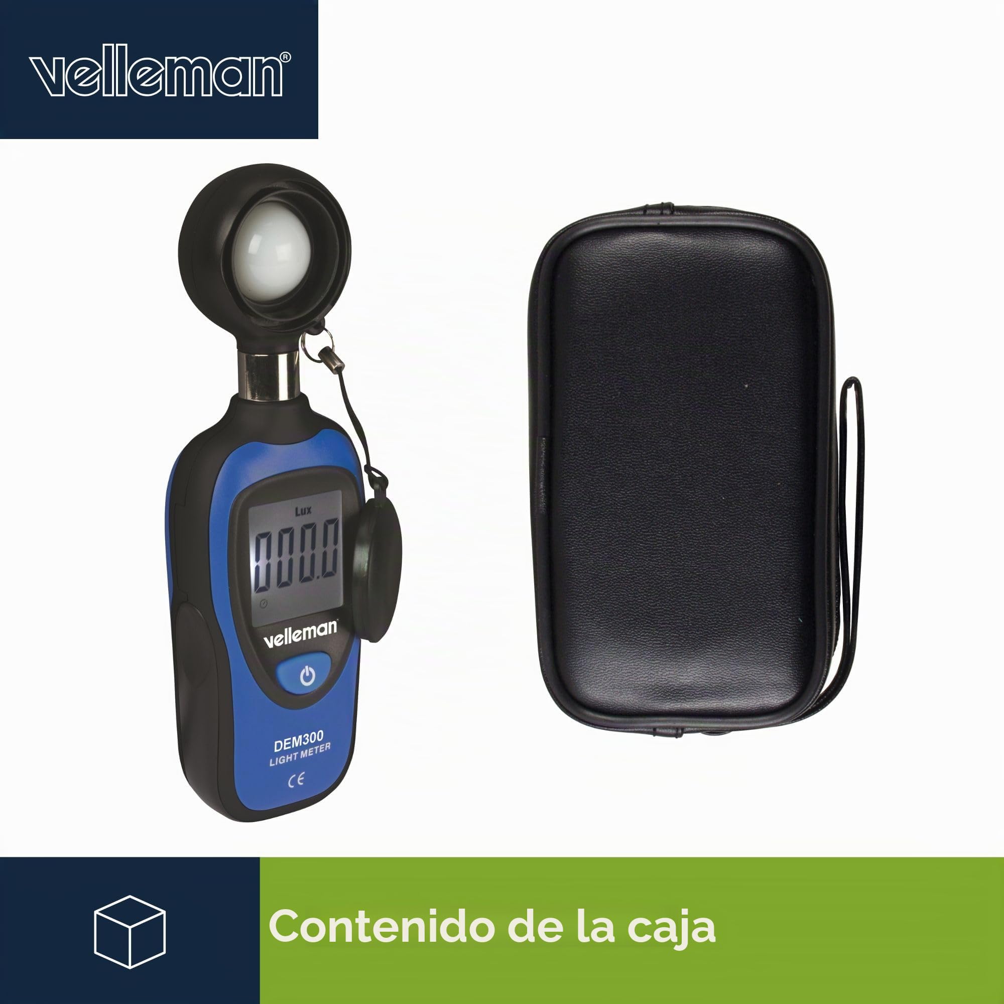 Velleman Medidor de luz digital, función máxima/min, 0-200,000 lux, pantalla LCD, bolsillo