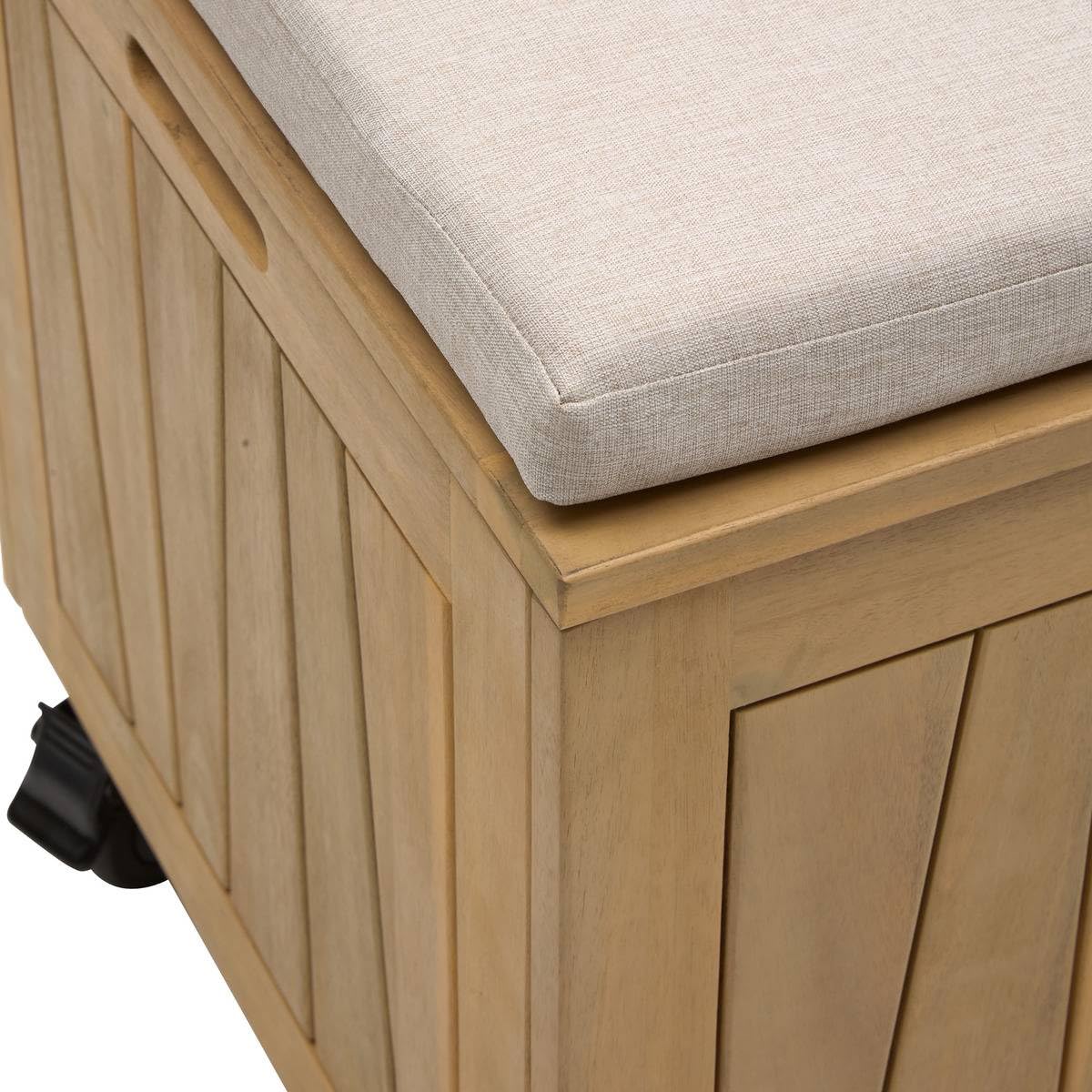 HESPERIDE - Coffre de rangement 210l avec assise lodgia beige acacia