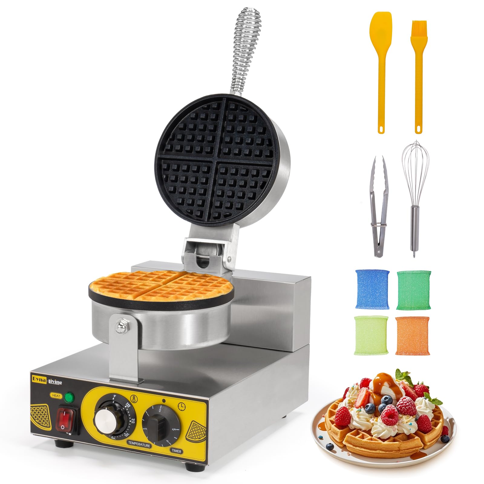 Dyna-LivingCommercial Waffle Maker Restaurant, 1200W Professional Waffle Maker Commercial Waffle Iron Non-stick Classic Waffle Machine Electric Waffle Bowl Maker for Home, Hotel