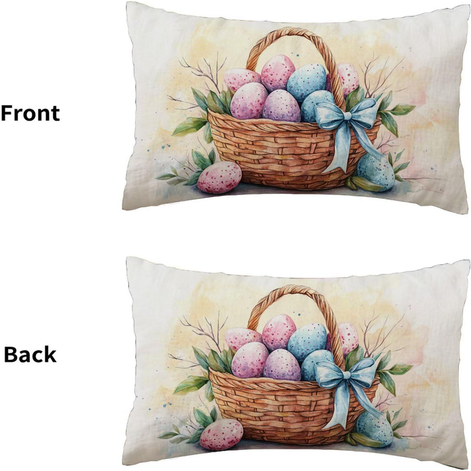 Poszewka na poduszkę 70 x 90 cm Beżowy zestaw 2 poszewek na poduszki zewnętrzne Pisanki Dekoracyjne poduszki Dwustronny nadruk Aksamit Ochraniacz na łóżko Sofa Salon Ogród y-369