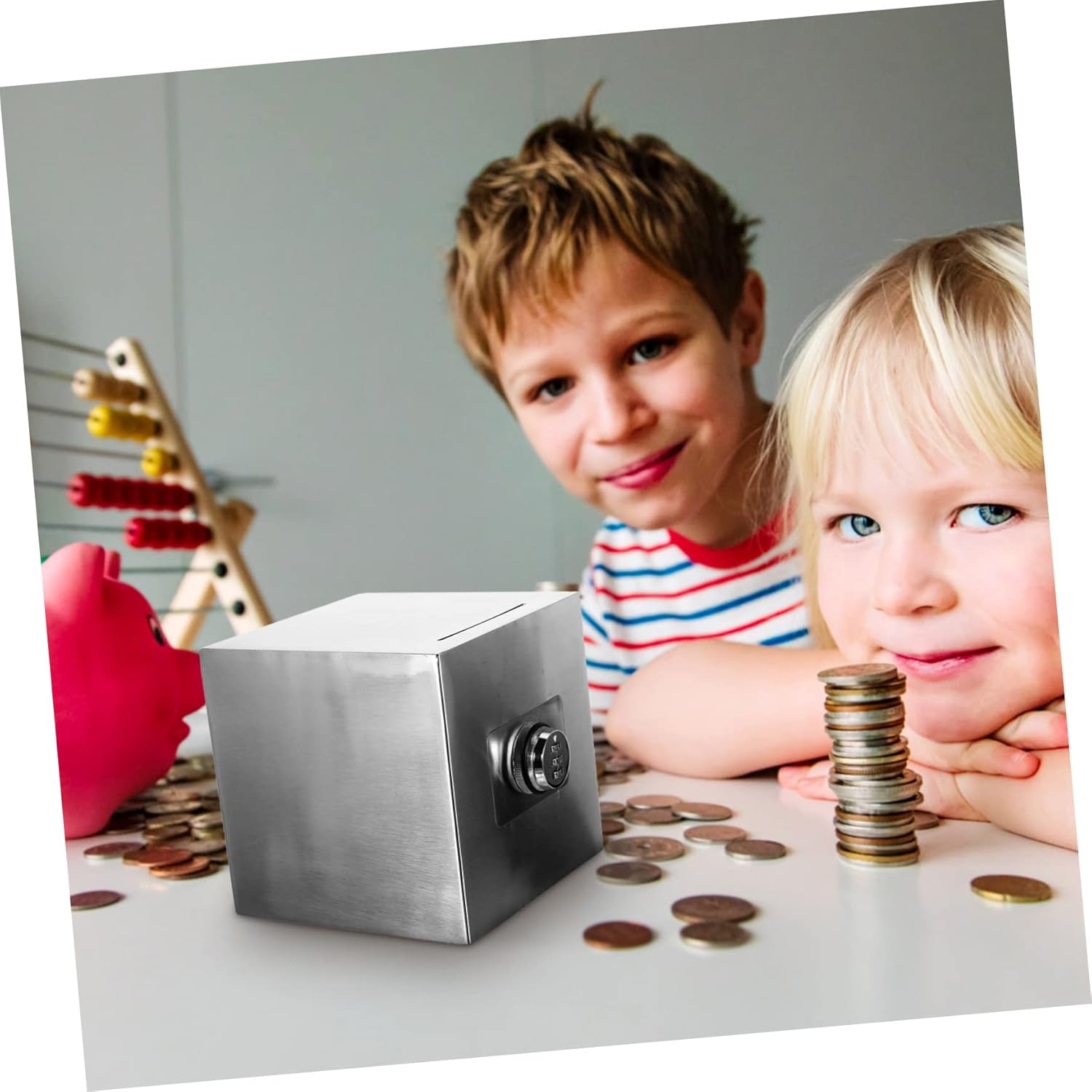 1pc Piggy Bank for Boys Girls Boys and Girls Money Bank Savings Stainless Steel