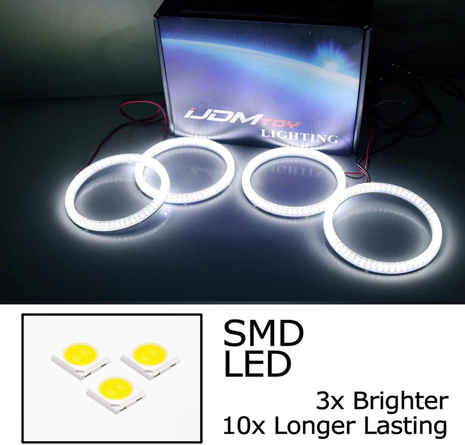 iJDMTOY 7000K Xenon White 240-SMD LED Angel Eyes Halo Ring Lighting Kit Compatible with 2004 2005 2006 BMW E46 3 Series 325ci 330ci LCI Coupe ONLY