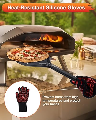 Miniatura 5 de 6 piezas de cáscara de torneado de pizza, cáscara de pizza perforada de 9 y 12 pulgadas, cepillo para pizza, rastrillo de cenizas, tenedor giratorio