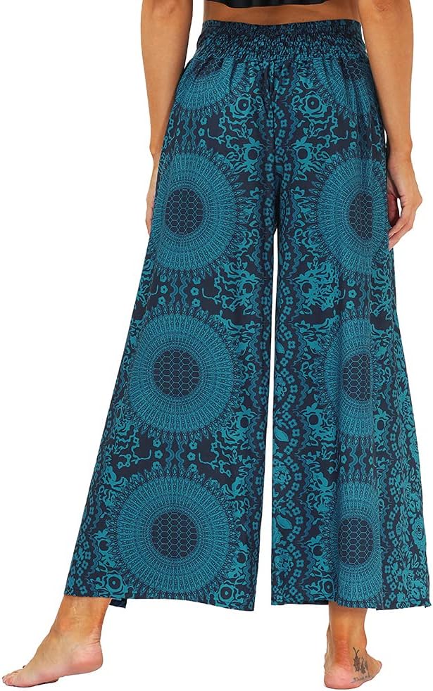 Ainuno Boho Pants Wide Leg Palazzo Pants with Slits for Women Flowy Hippie Pant Thin - Image 5
