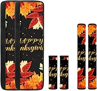Vista 8 de Juego de 6 fundas para manijas de refrigerador de otoño, lavables, para Acción de Gracias, calabaza, hoja de arce, fundas para manijas