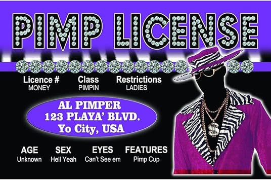 Parody Drivers License | Pimp ID | Fake ID Novelty Card | Collectible Trading Card Drivers License | Novelty Gift for Holidays | Made in the USA