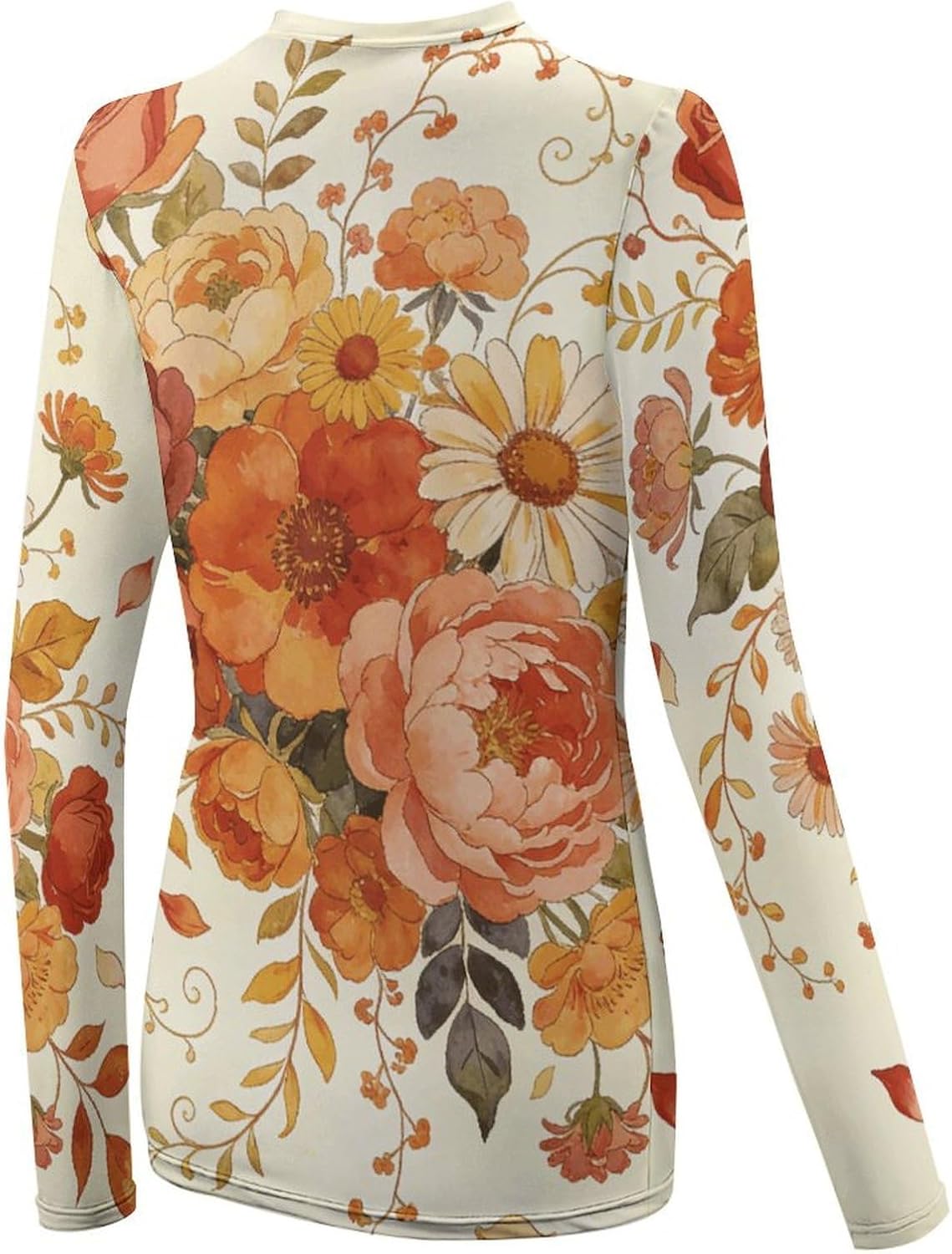 Boho Flower Rash Guard for Women UPF 50+ UV Sun Protection | Long Sleeve Workout Top Quick Dry Athletic Hiking Shirt Moisture Wicking Swim Shirt for Running, Cycling, Swimming