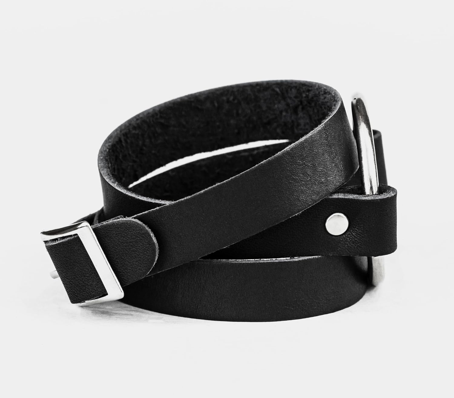 Double wrap leather cuff bracelet with o-ring for women or men, Handmade UA 8072