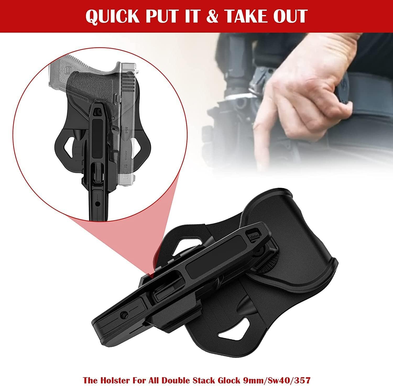 Gun Holster for Glock SIG P320 M18 M17 G17 Outside Waistband Adjustable Cant Holster, Open Carry Gun Holster, Fast Release - Suitable for Both Left and Right Hands