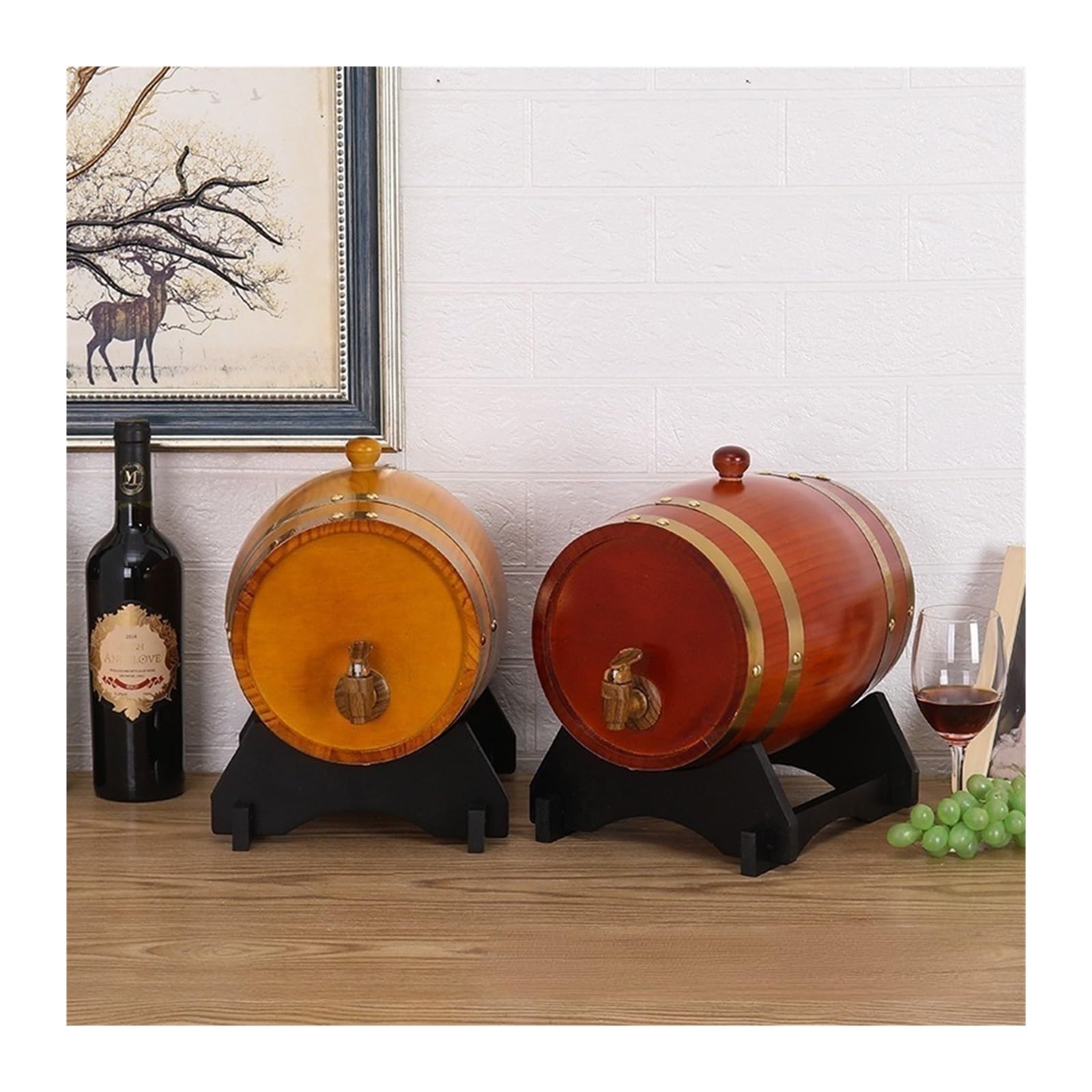 Botte di legno di rovere, per uso domestico, per vino rosso, serbatoio interno, barile per vino, barbecue, birra, vino (1,5 L)