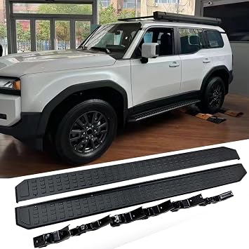 2PCS Black Silver Running Board fits for Toyota Land Cruiser 2024 2025 Prado J250 LC250 Side Step Side Stairs Include Install Hardwares Bolts