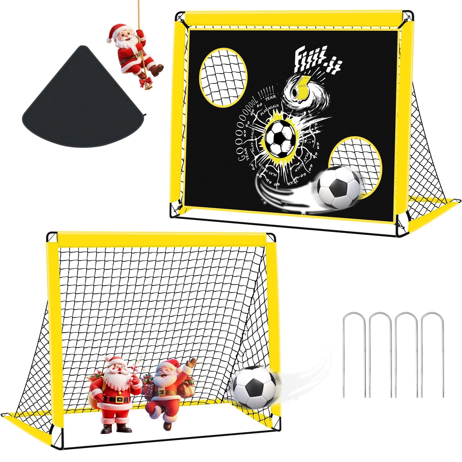 EXTFANS Fussballtore für Garten Kinder, 2-in-1 Fussballtor Outdoor mit Trainingsnetz, Fußballtor Kinder Trainingsset für Eltern-Kind-Bindung, Familieninteraktion