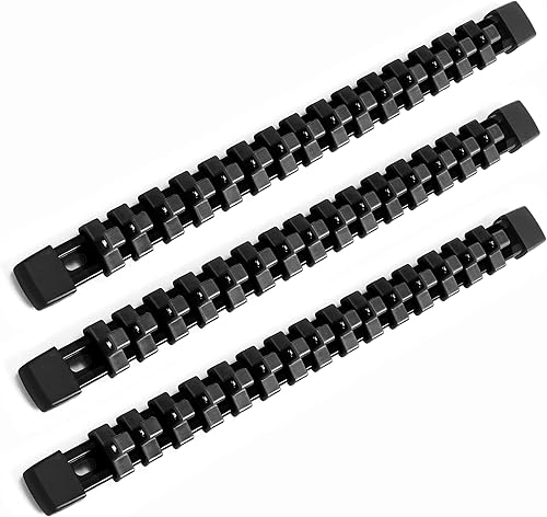 Socket Black Organizer Drive Herramientas ABS  Soporte para enchufe, kit de 3 soportes de enchufe de alta calidad de 38 pulgadas x 45 clips (3