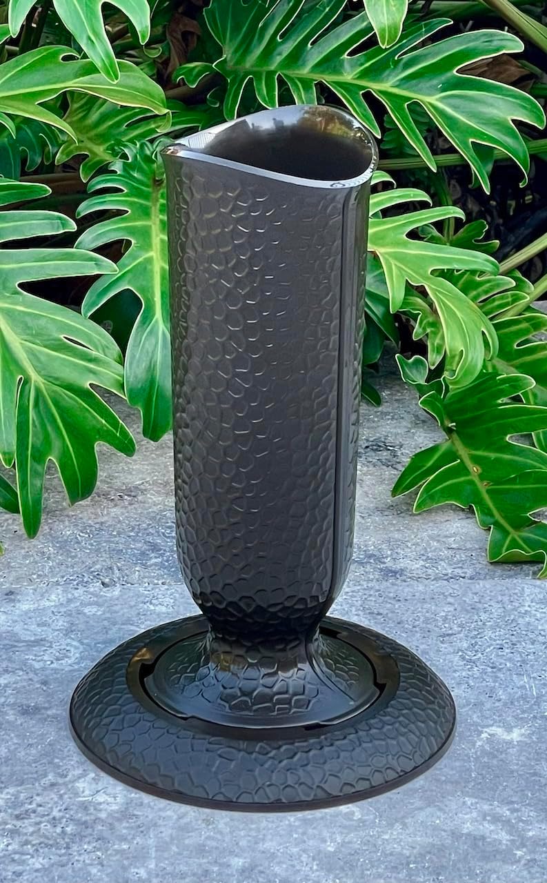Cemetery Flower Vase with 7" Base Plate Set, Dark Brown, Plastic