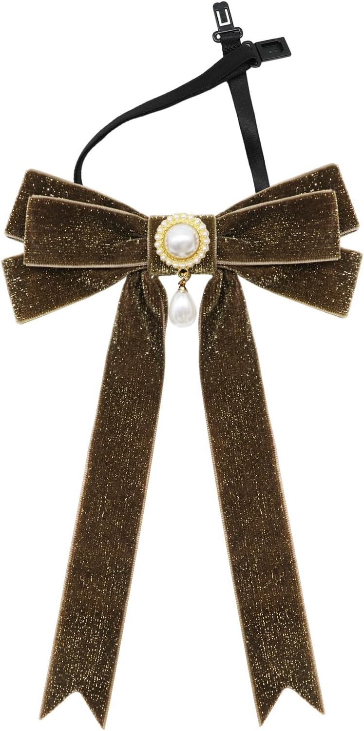 Glitter Bow Ties for Women Girls, Adjustable Pre-tied Womens Tie Chic Ladies Bowties for Party Prom School