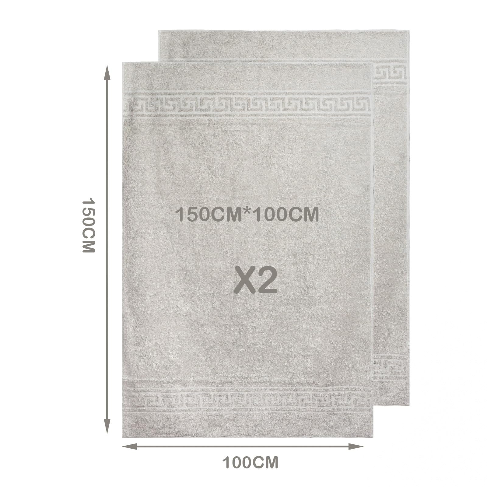 nice homeit Set 2 Asciugamano da Bagno grandi 100x150 cm – Extra Large Telo Bagno in 100% Cotone Filato ad Anello – Extra Morbido e Assorbente. MADE IN ITALY