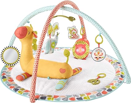 Amazon Com Fisher Price Go Wild Gym Giraffe Wedge Gimnasio De Actividades Para Bebes Con Gran Tapete De Juego Juguete Musical Y Soporte Para La Barriga Cuna Para Bebes Multi Baby