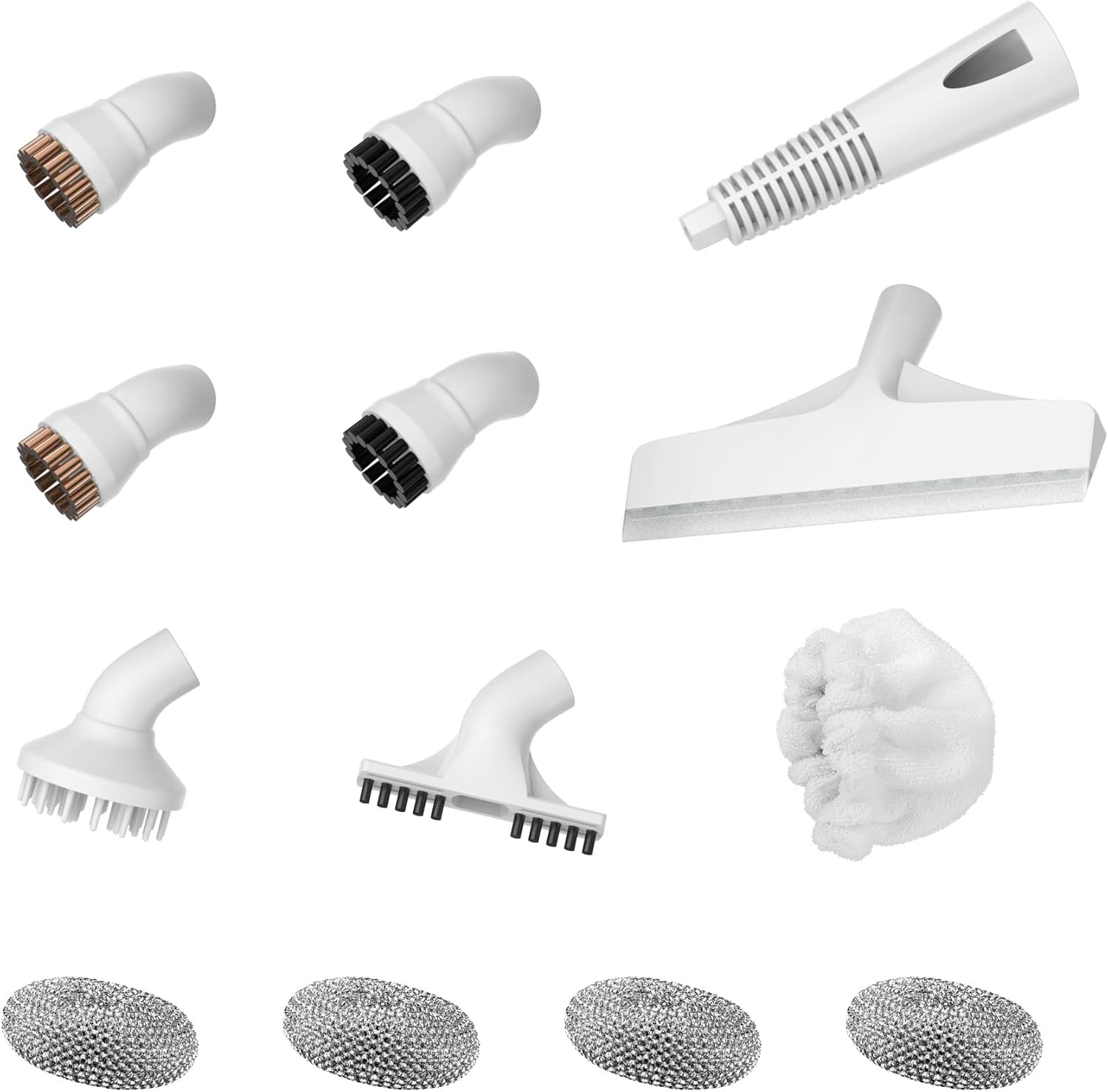 Newbealer 13 Pieces Replacement Accessories for Steam Cleaner NB282C, Brass, Bonnet, Gap, Nylon, Magic Brushes, Steam Jet Nozzle and Squeegee, Mop Parts Brush Heads 13pcs