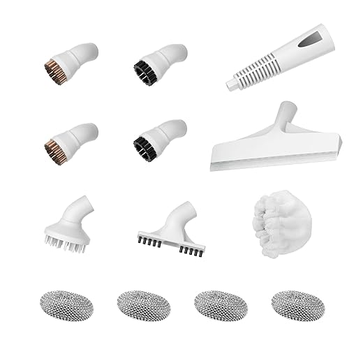 Newbealer 13 Pieces Replacement Accessories for Steam Cleaner NB282C, Brass, Bonnet, Gap, Nylon, Magic Brushes, Steam Jet Nozzle and Squeegee, Mop Parts Brush Heads 13pcs