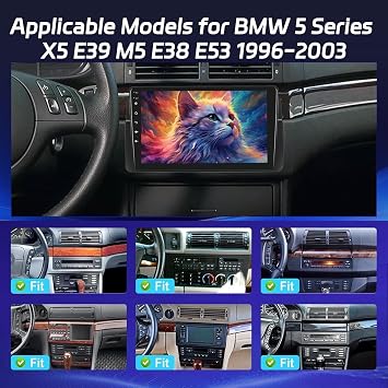 [8 Core 4+64G] for BMW 5 Series X5 E39 M5 E38 E53 1996-2003 Android Radio, 9 inch IPS Touchscreen BMW X5 Carplay Stereo - 3D Car Model, Cooling Fan, WiFi, GPS, DSP, Custom UI Design + Backup Camera
