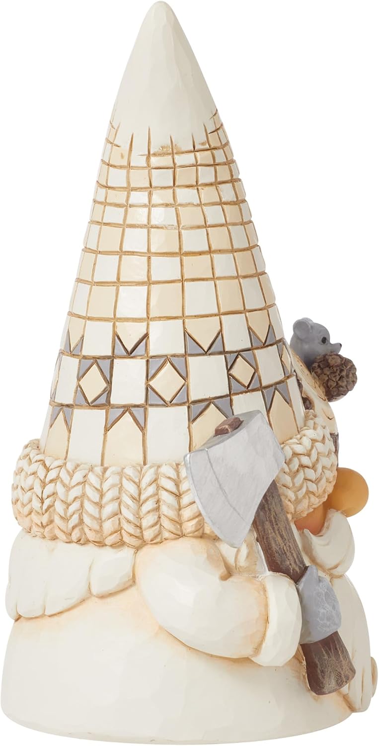 Enesco Jim Shore Heartwood Creek White Woodland Lumberjack Gnome Figurine- Stone Resin Hand Painted Crafted Collectible Gnomes Figurines Home Decor Statue, 5.43 Inch - Image 4