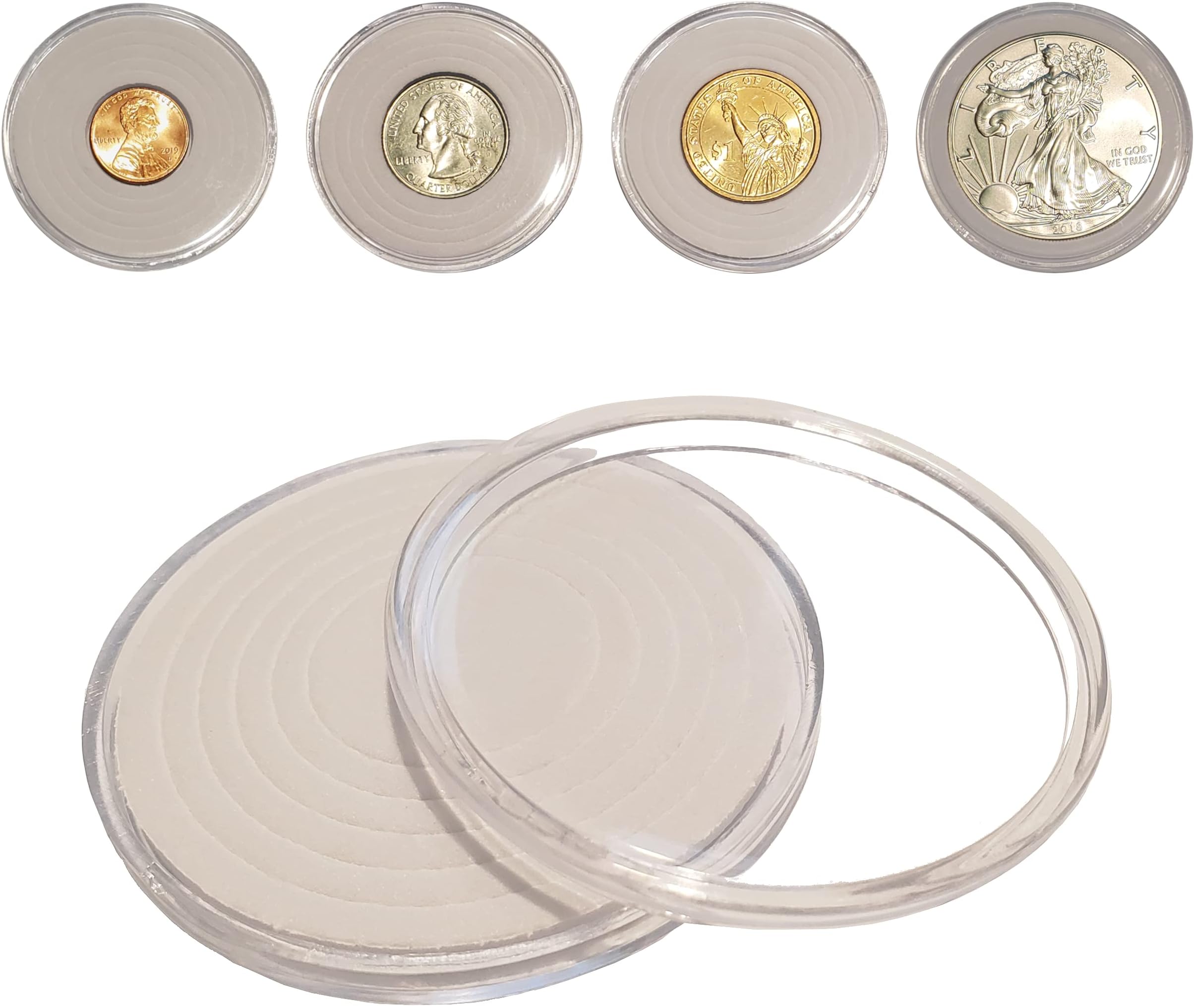 Coin Collector Central Coin Holder Capsules for All US Coins 46mm Diameter (40 Pack)