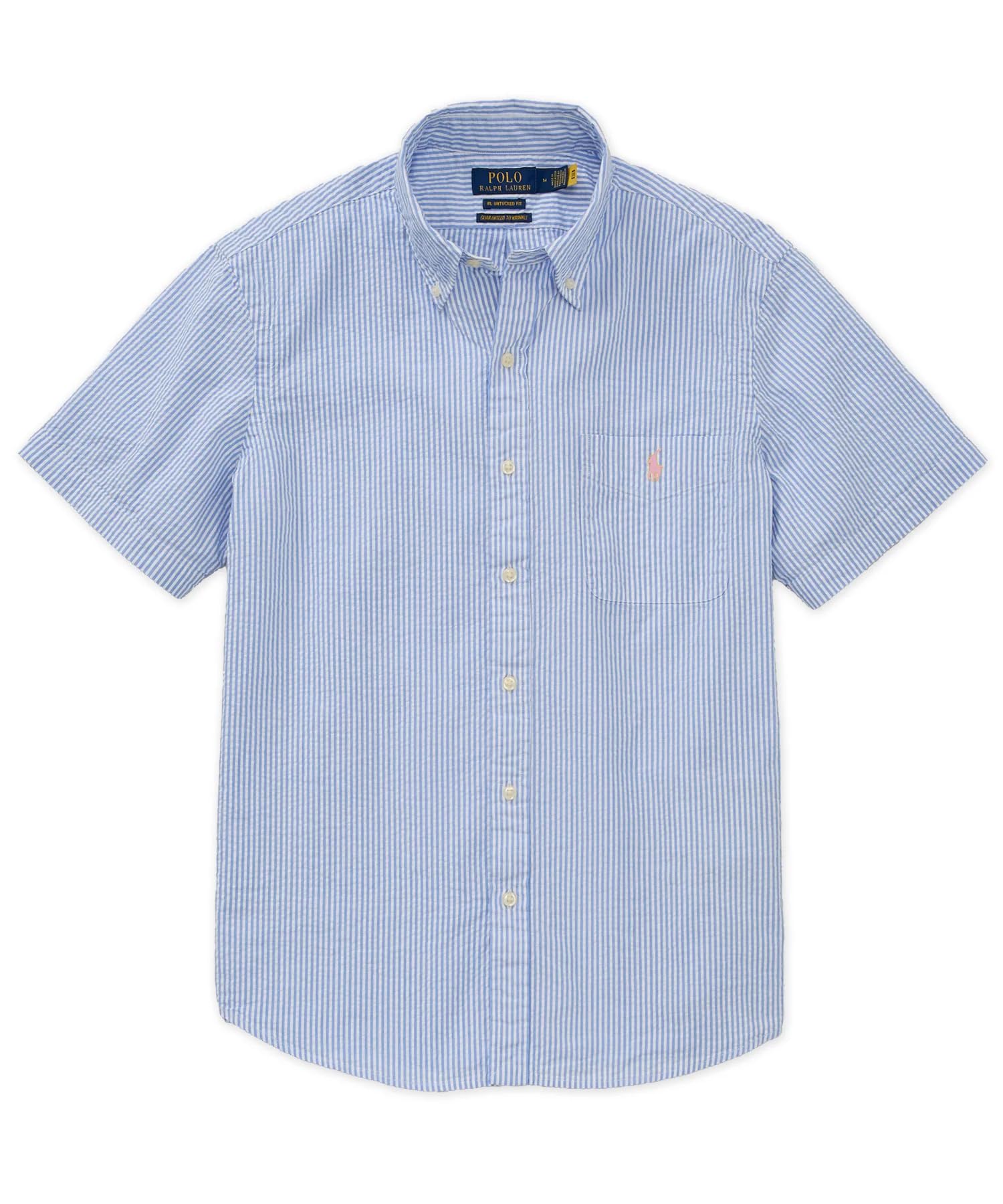 Men's Untucked Fit Seersucker Short Sleeve Shirt Small S