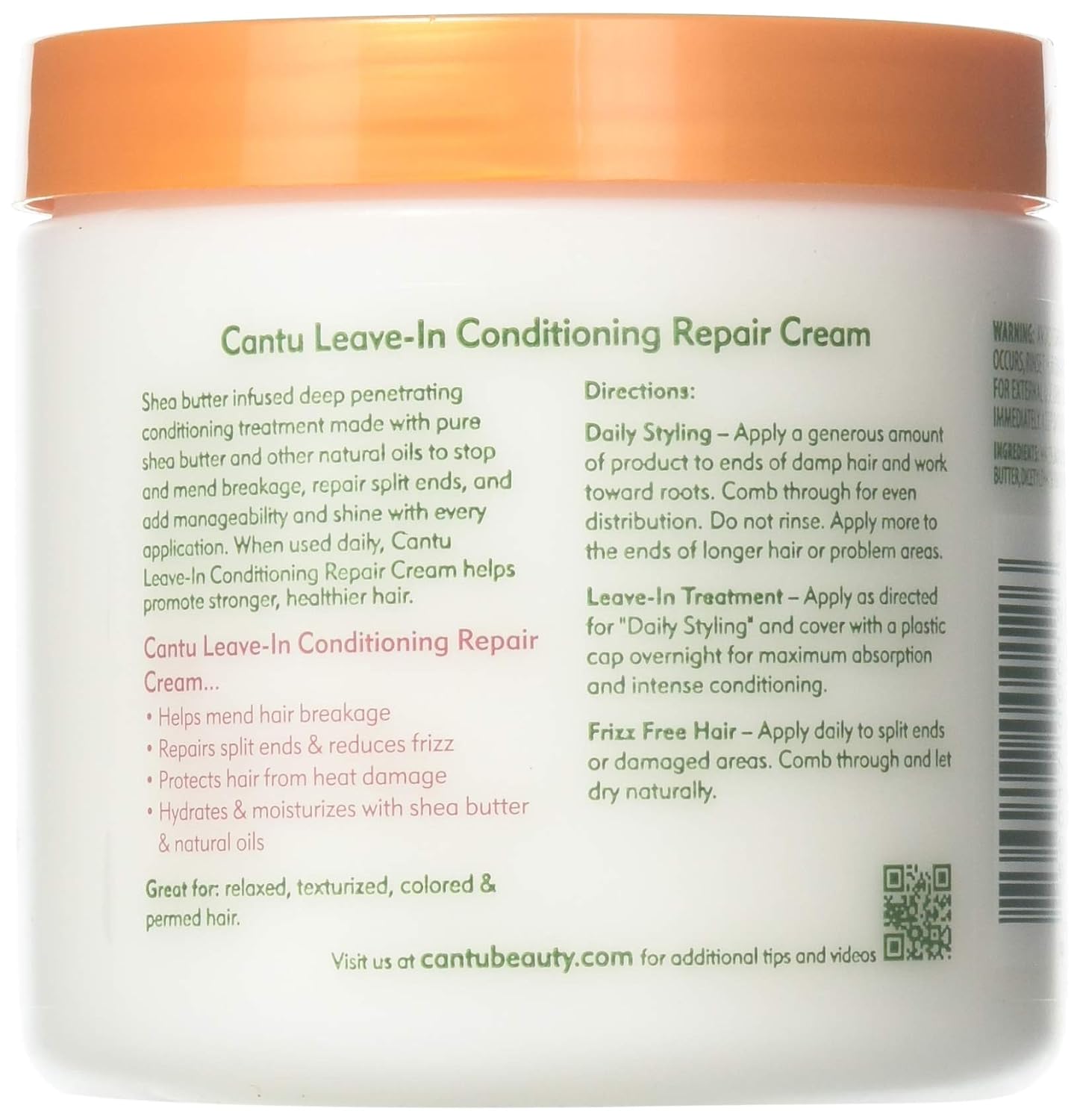 Cantu Shea Butter Leave-In Conditioner Repair Cream 16 Ounce (473ml) (3 Pack)